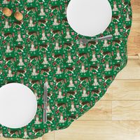 sheltie christmas fabric xmas holiday shetland sheepdog design - green