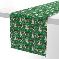 sheltie christmas fabric xmas holiday shetland sheepdog design - green