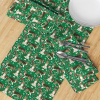 sheltie christmas fabric xmas holiday shetland sheepdog design - green