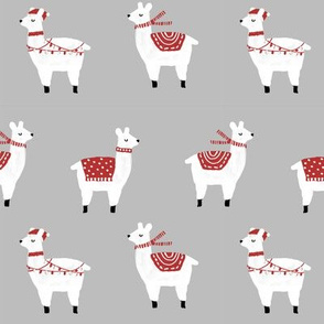 llama christmas lights sweater alpaca animal fabric grey