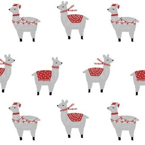 llama christmas lights sweater alpaca animal fabric white red