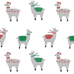 llama christmas lights sweater alpaca animal fabric white red green