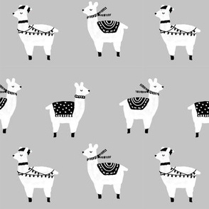 llama christmas lights sweater alpaca animal fabric grey black