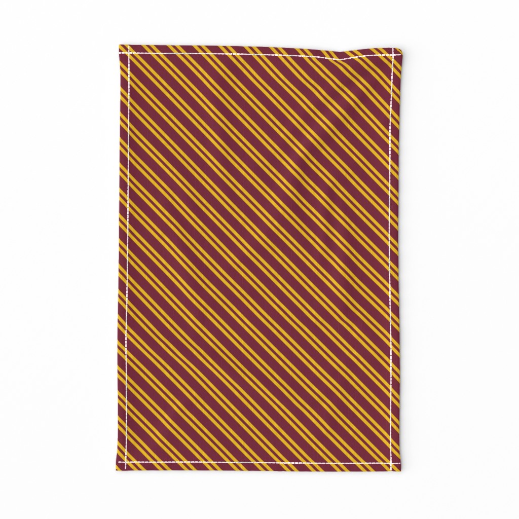 Diagonal Double Stripes in Dark Red and Golden Yellow