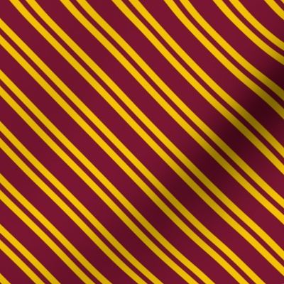 Diagonal Double Stripes in Dark Red and Golden Yellow