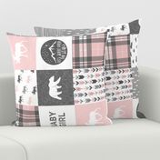 baby girl - woodland patchwork quilt top - pink (90)