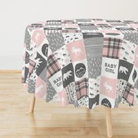 baby girl - woodland patchwork quilt top - pink 