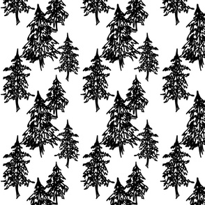 Evergreen Trees- black and 