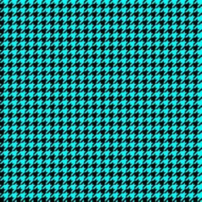 Quarter Inch Aqua Blue and Black Houndstooth Check