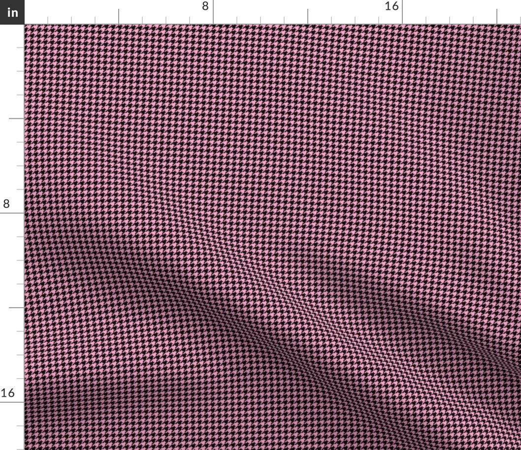 Quarter Inch Carnation Pink and Black Houndstooth Check