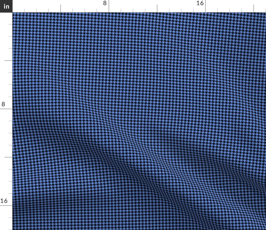 Quarter Inch Cornflower Blue and Black Houndstooth Check