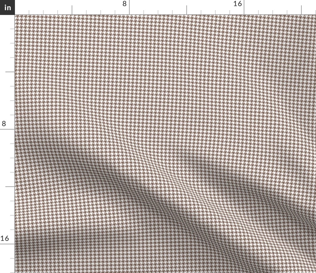 Quarter Inch Taupe Brown and White Houndstooth Check