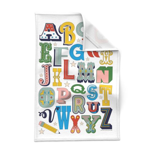 Spoonflower Tea Towel Alphabet School Teacher Classroom Letters Linen Cotton
