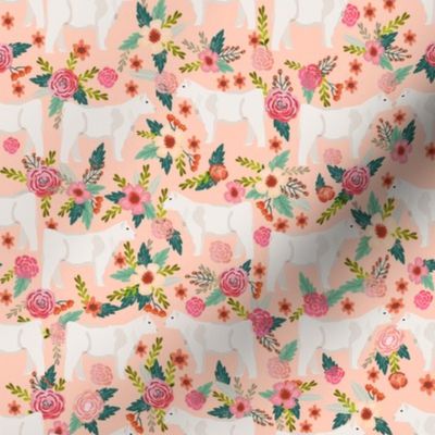 charolais cattle fabric cows florals farm fabric - light