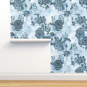 Morpheme in blues Floral garden Chintz