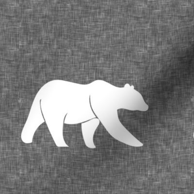 7" quilt block - bear on grey linen