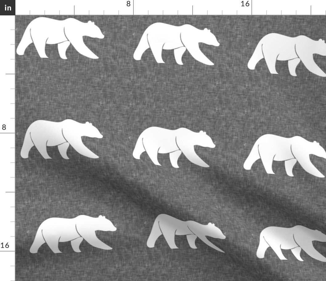 7" quilt block - bear on grey linen