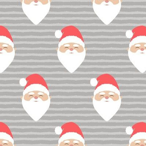 santa on stripes - grey