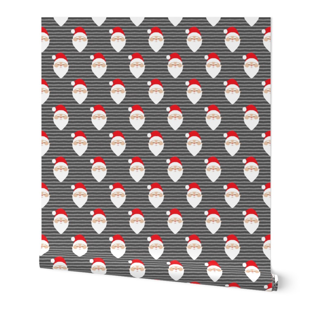 santa on stripes - dark grey