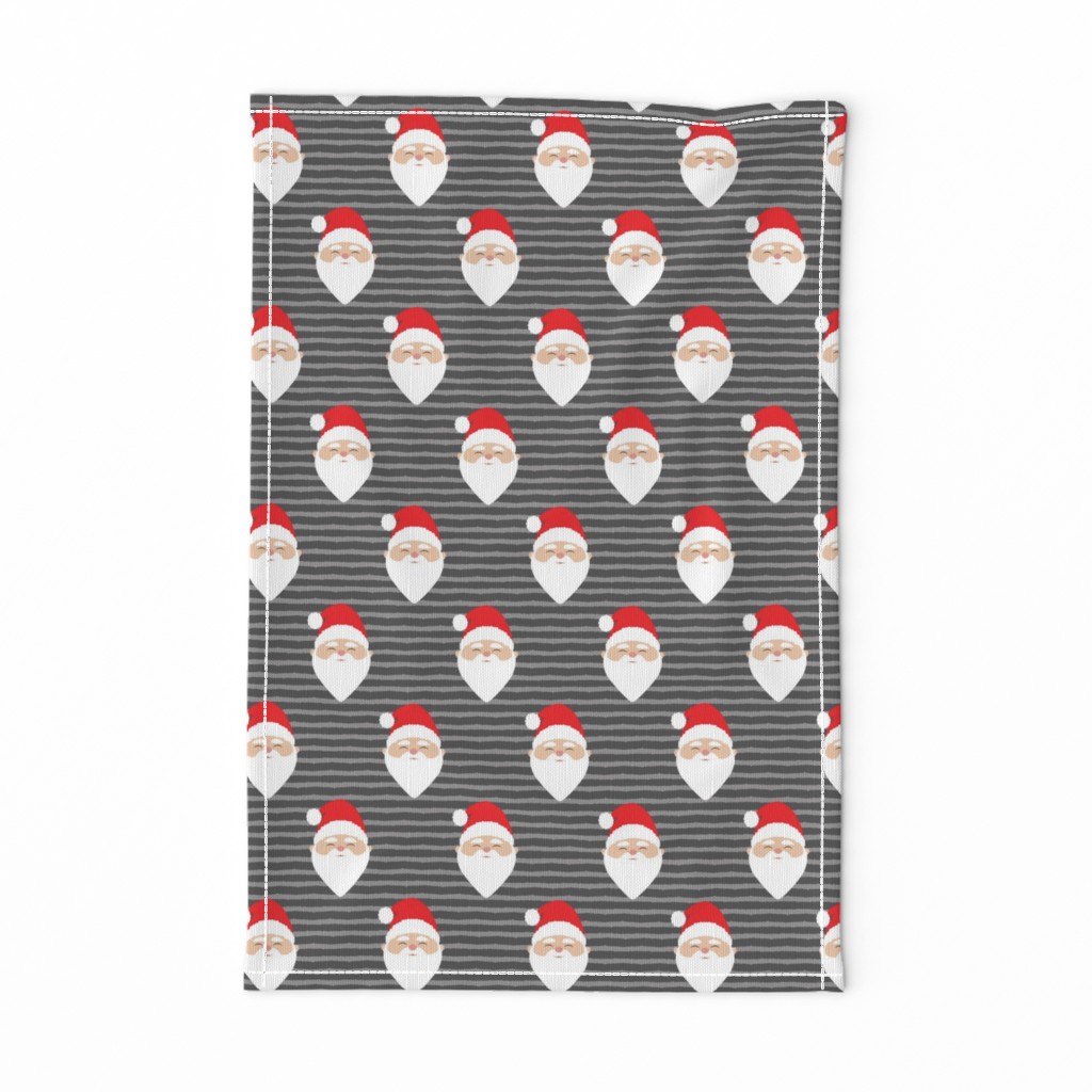 santa on stripes - dark grey