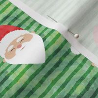 santa on stripes - watercolor