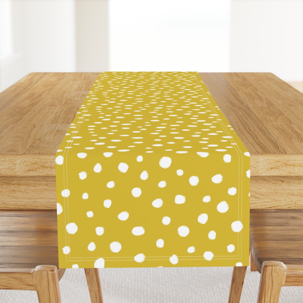 White dots on mustard / nursery baby kids simple design