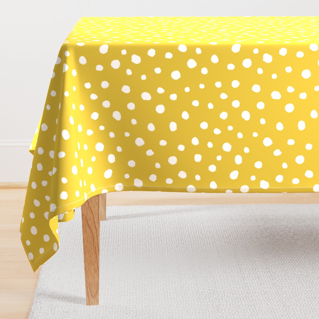 White dots on mustard / nursery baby kids simple design