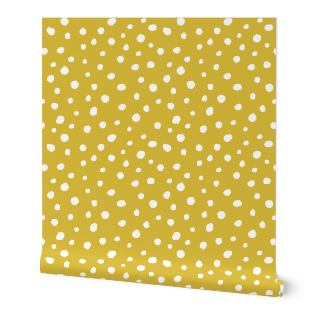 White dots on mustard / nursery baby kids simple design