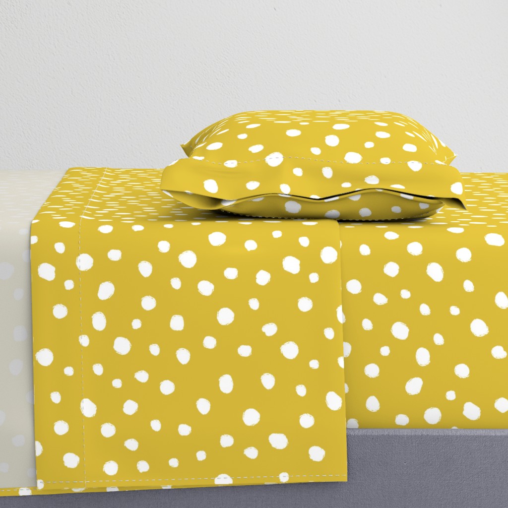 White dots on mustard / nursery baby kids simple design