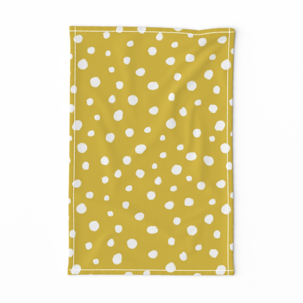 White dots on mustard / nursery baby kids simple design