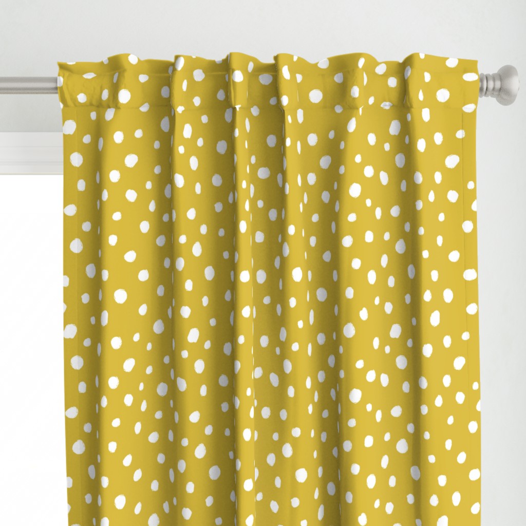 White dots on mustard / nursery baby kids simple design