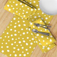 White dots on mustard / nursery baby kids simple design