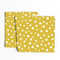 White dots on mustard / nursery baby kids simple design