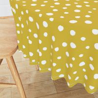 White dots on mustard / nursery baby kids simple design