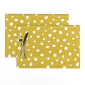 White dots on mustard / nursery baby kids simple design