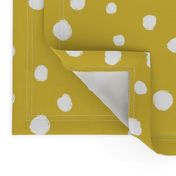 White dots on mustard / nursery baby kids simple design