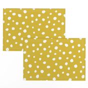 White dots on mustard / nursery baby kids simple design