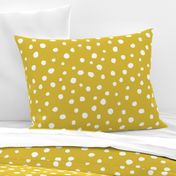 White dots on mustard / nursery baby kids simple design