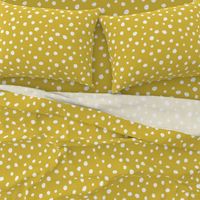 White dots on mustard / nursery baby kids simple design