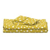 White dots on mustard / nursery baby kids simple design