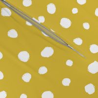 White dots on mustard / nursery baby kids simple design