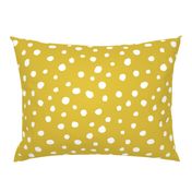 White dots on mustard / nursery baby kids simple design