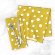 White dots on mustard / nursery baby kids simple design