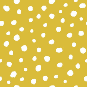 White dots on mustard / nursery baby kids simple design