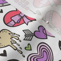 Hearts Doodle Valentine Love Red & Purple