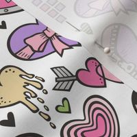 Hearts Doodle Valentine Love Pink & Lilac Purple