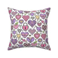 Hearts Doodle Valentine Love Pink & Lilac Purple