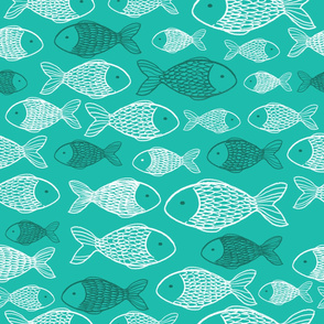 Fishes - Turquoise Background
