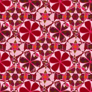 red and pink abstract flowery tiles