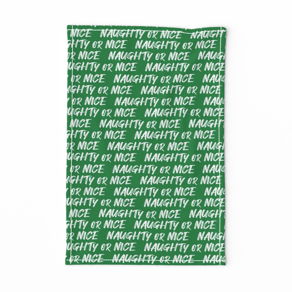 naughty or nice text on green